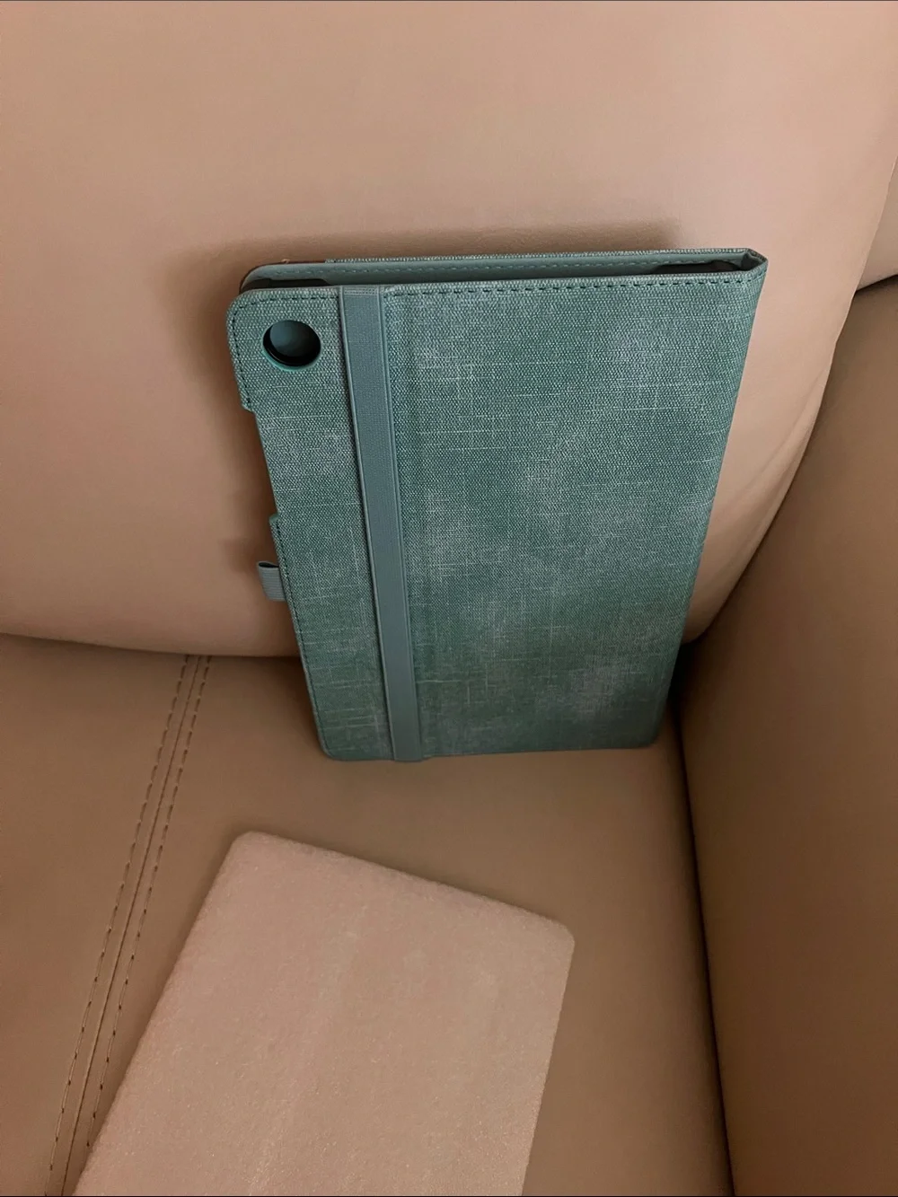 Teal and Brown Tablet Folio Case with Pen Loop